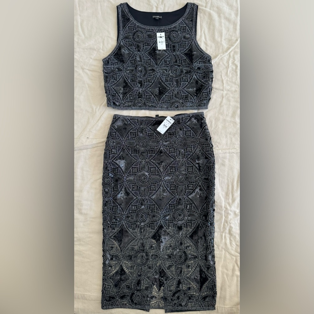 Express mix & match 2 piece sequin dress set